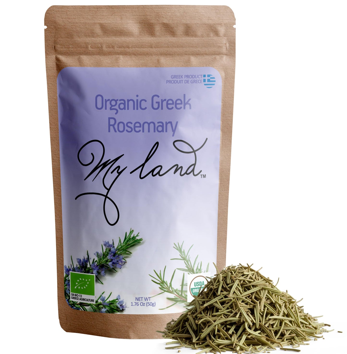 My Land Organic Dried Rosemary Leaves - 1.76 oz (50 g) | USDA Certified Organic Herb for Tea & Culinary Use | Naturally Aromatic