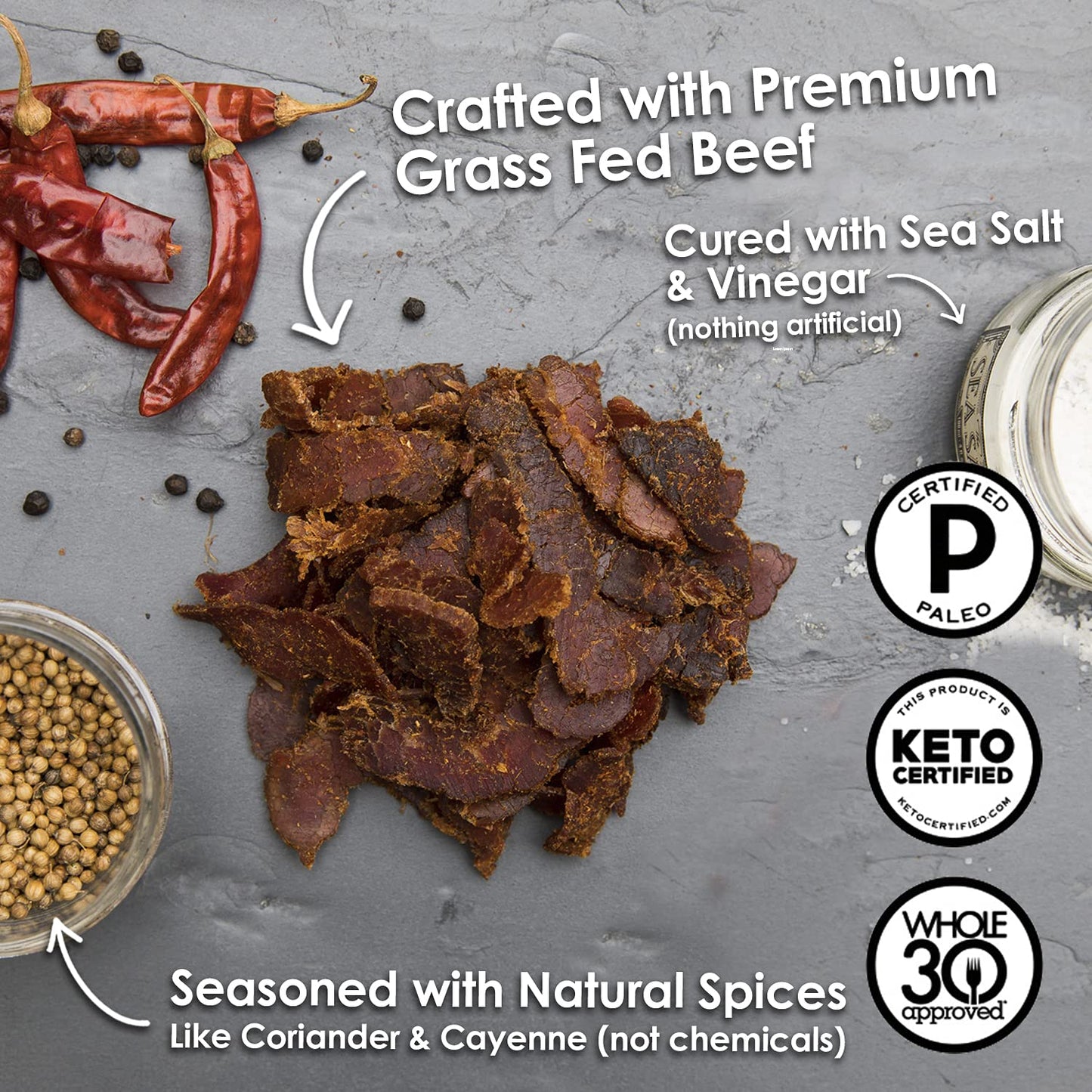 Ayoba Traditional Grass Fed Beef Biltong Slices Variety Pack (2 Ounce, Pack Of 3) Keto Friendly Air-Dried Grass Fed Paleo Snacks