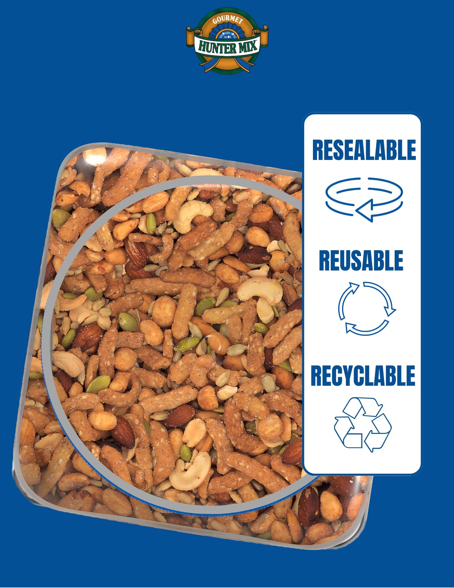 Southern Style Nuts Honey Roasted Hunter Mix, 23 Ounces, Sesame Sticks, Peanuts, Sunflower Kernels, Almonds, Cashews, And Pepitas