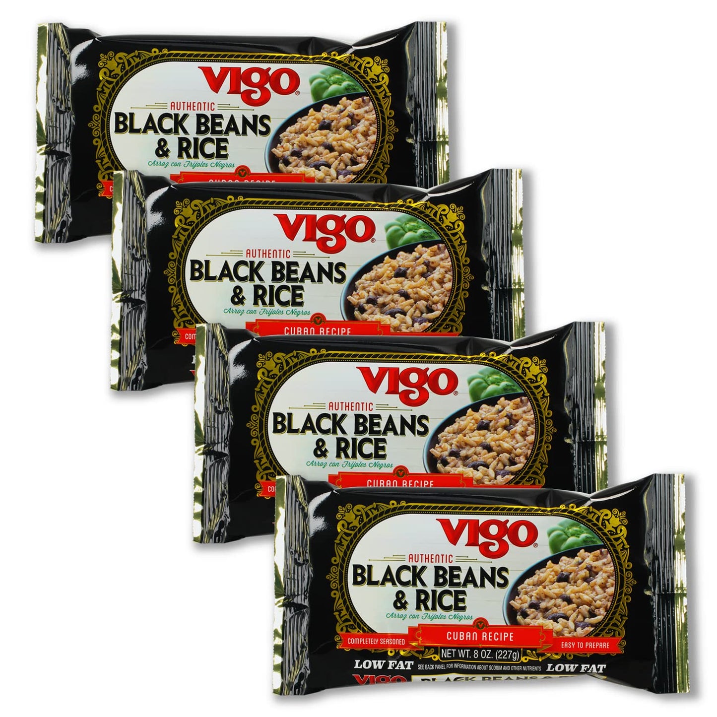 Vigo Authentic Black Beans & Rice, Low Fat, 8Oz (Black Beans & Rice, Pack Of 4)