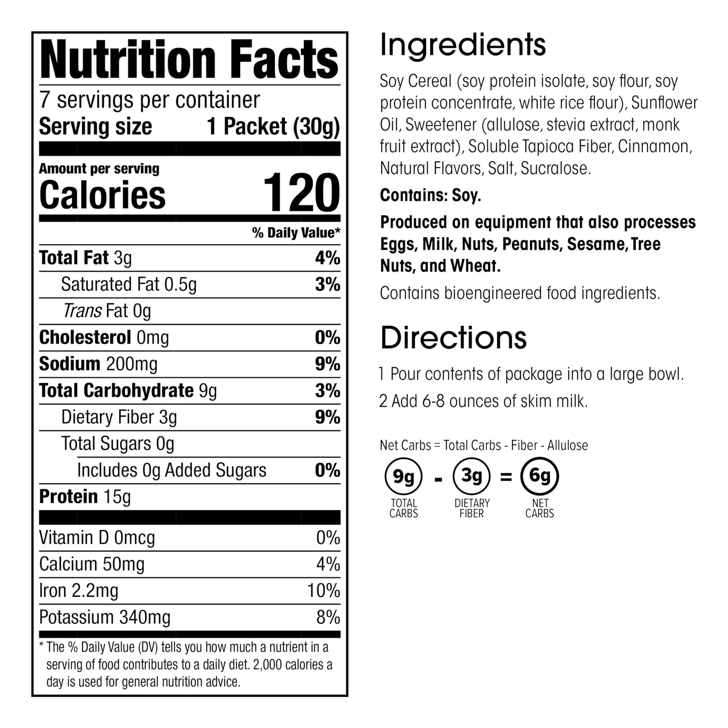 WonderSlim Protein Cereal, Cinnamon, Zero Sugar, Gluten Free, Keto Friendly & Low Carb (7ct)