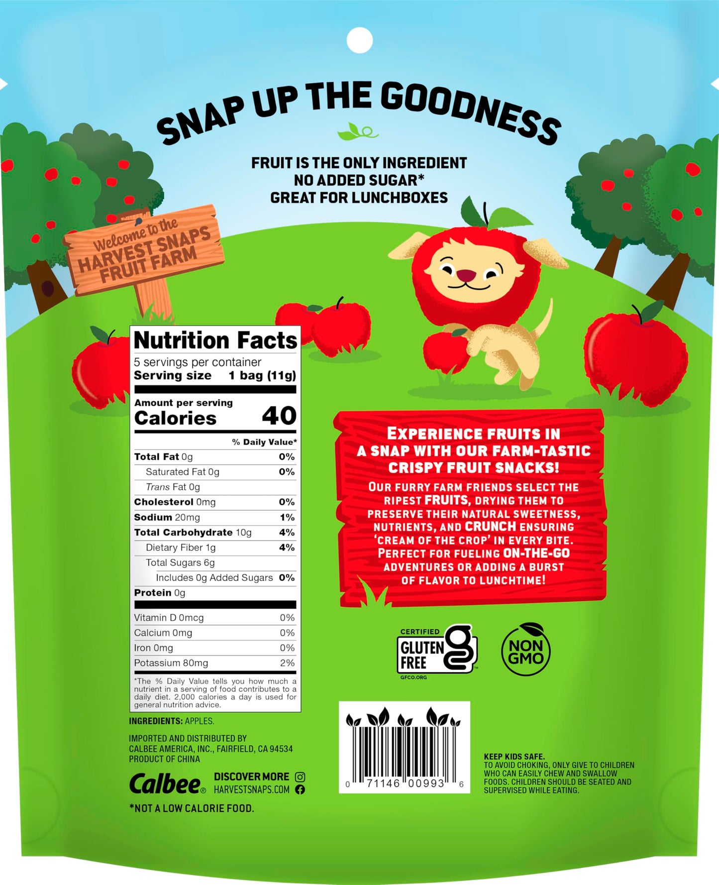 Harvest Snaps Kids Crispy Fruit Snack Bags (6 Pouches Of 5 Snack Bags) (Crispy Apples)