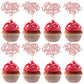Gyufise 24Pcs Happy Valentines Day Cupcake Toppers Rose Gold Glitter Valentines Day Cupcake Food Decor For Wedding Anniversary V