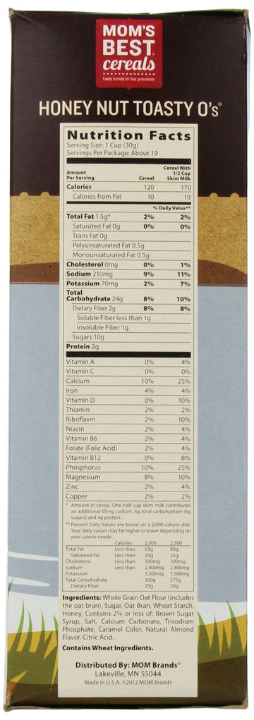 Mom's Best Cereal-Toasty O's Honey Nut, 20-Ounce (Pack of 5)