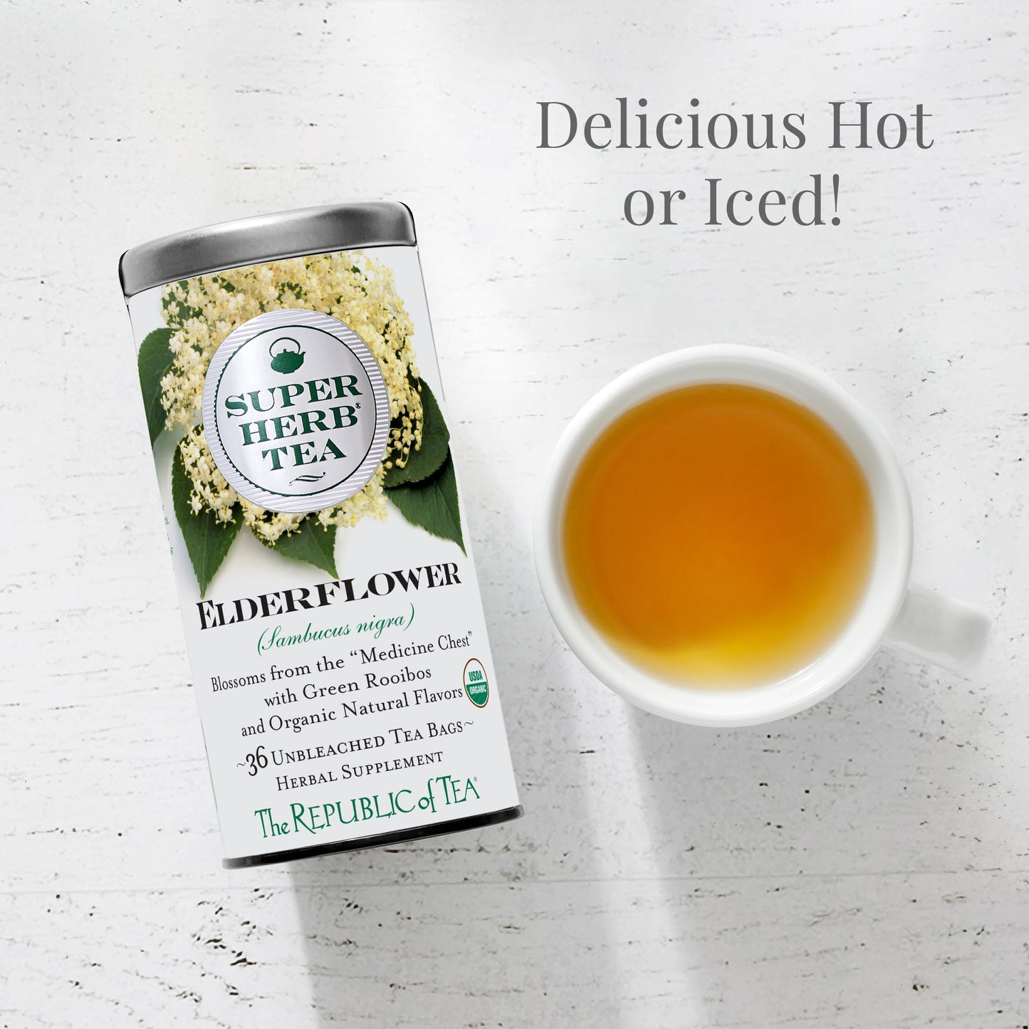 The Republic of Tea Organic Elderflower Herbal Tea, 36 Caffeine-Free Bags