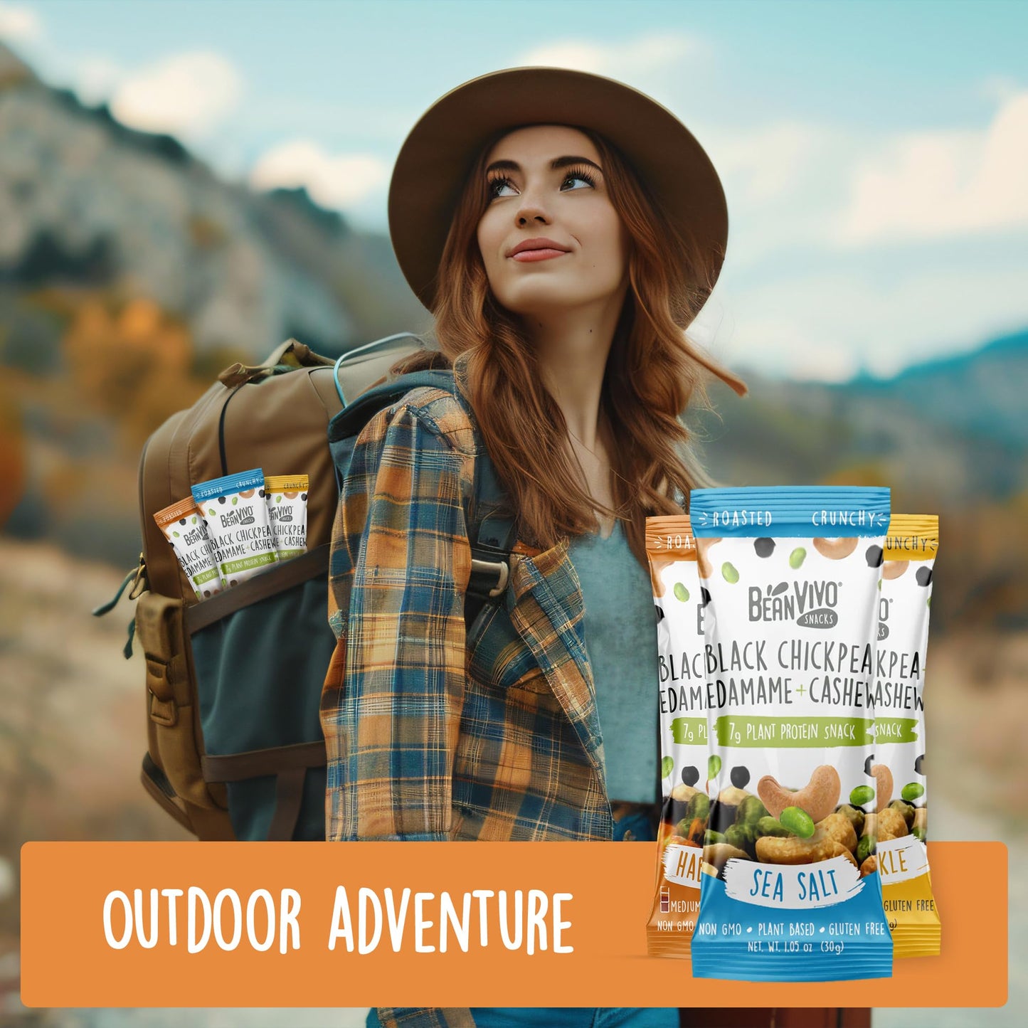 BeanVIVO Plant Based Protein Snacks - Flavors Sea Salt, Habanero BBQ & Dill Pickle with Dried Edamame, Roasted Cashew and Chickp