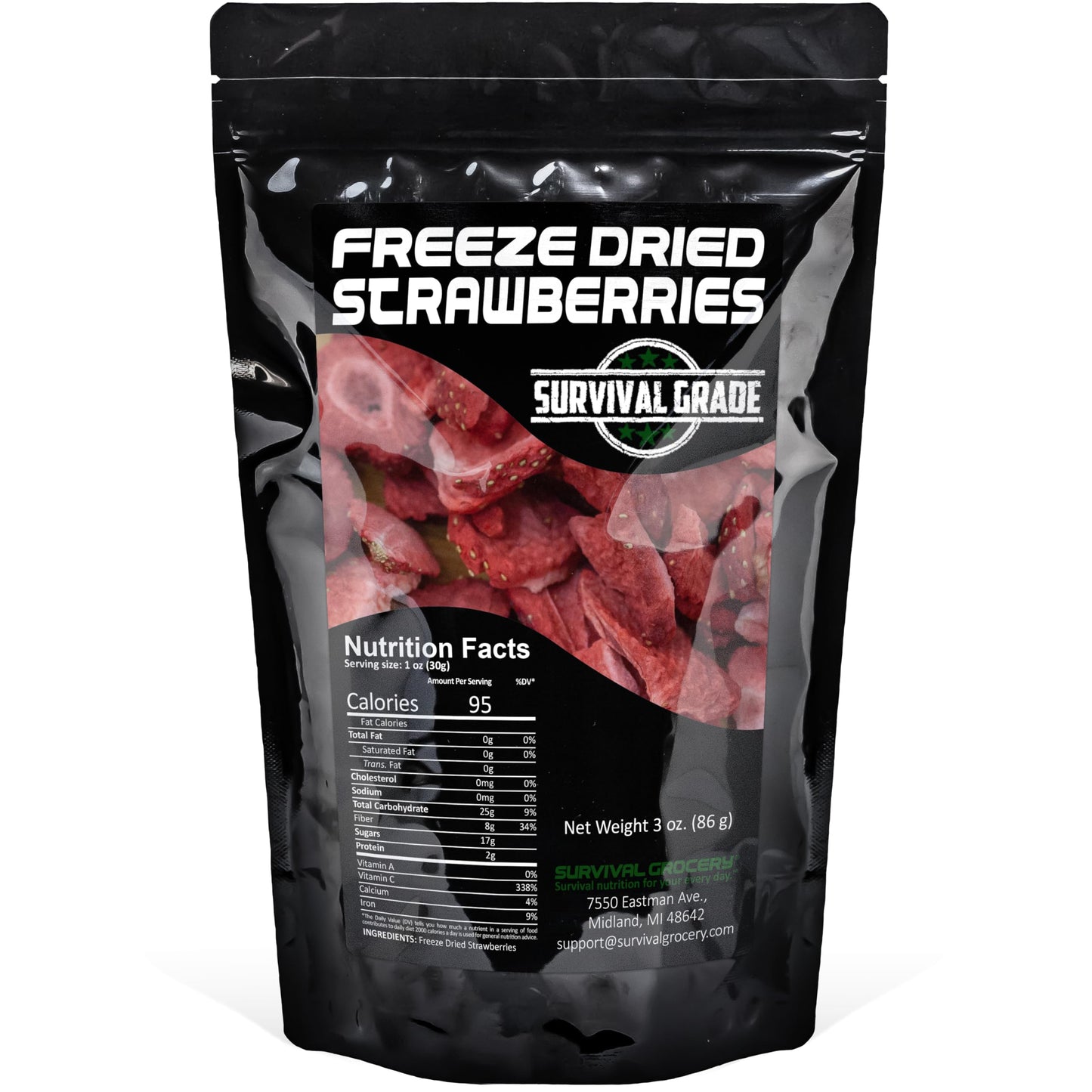 Survival Grocery - Freeze-Dried Strawberries (1 Bag/3 oz.)