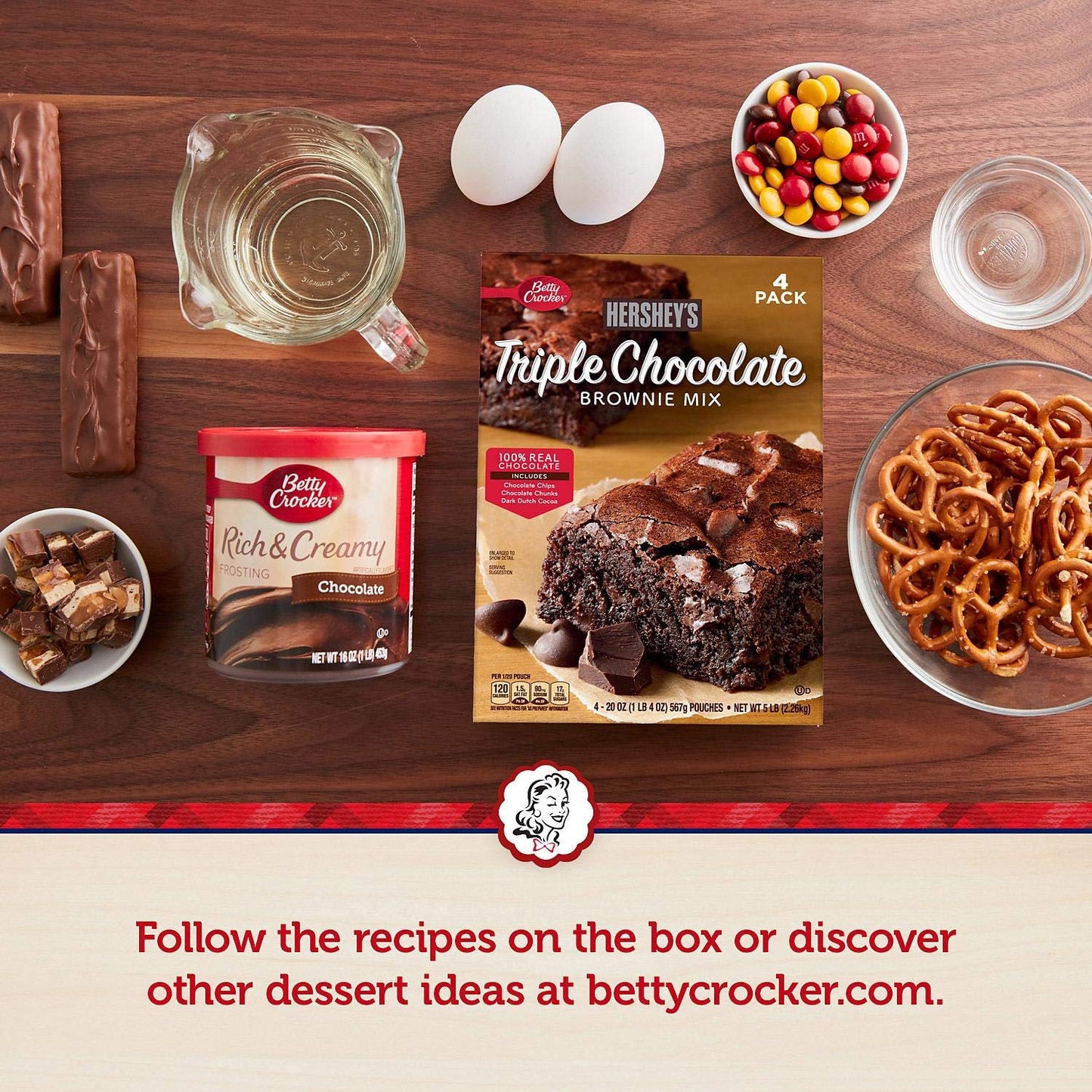 Betty Crockers Hersheys Triple Chocolate Brownie Mix (20 oz. ea., 4 pk.)