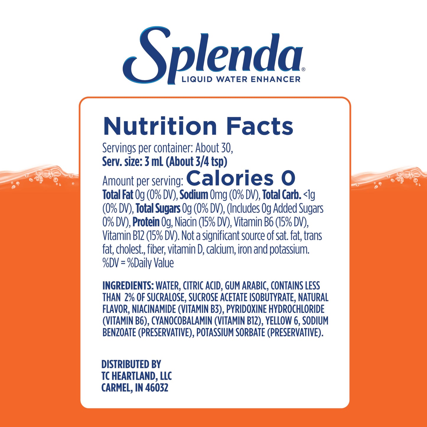 SPLENDA Liquid Water Enhancer Drops, Sugar Free, Zero Calorie, Natural Flavor, Concentrated Drink Mix, 3.11 Fl Oz Each Bottle (M