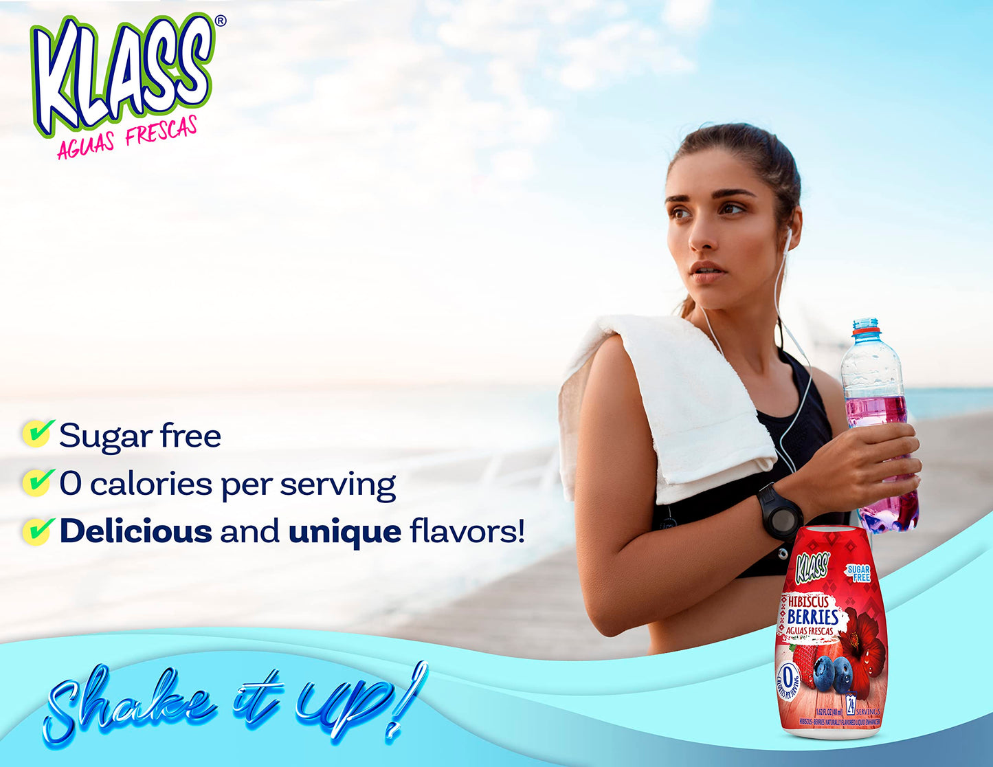 Klass Aguas Frescas | Liquid Water Enhancer | Sugar Free Naturally Flavored Hubiscus Berries, Keto Friendly |1.62 Oz Pack of 4 (