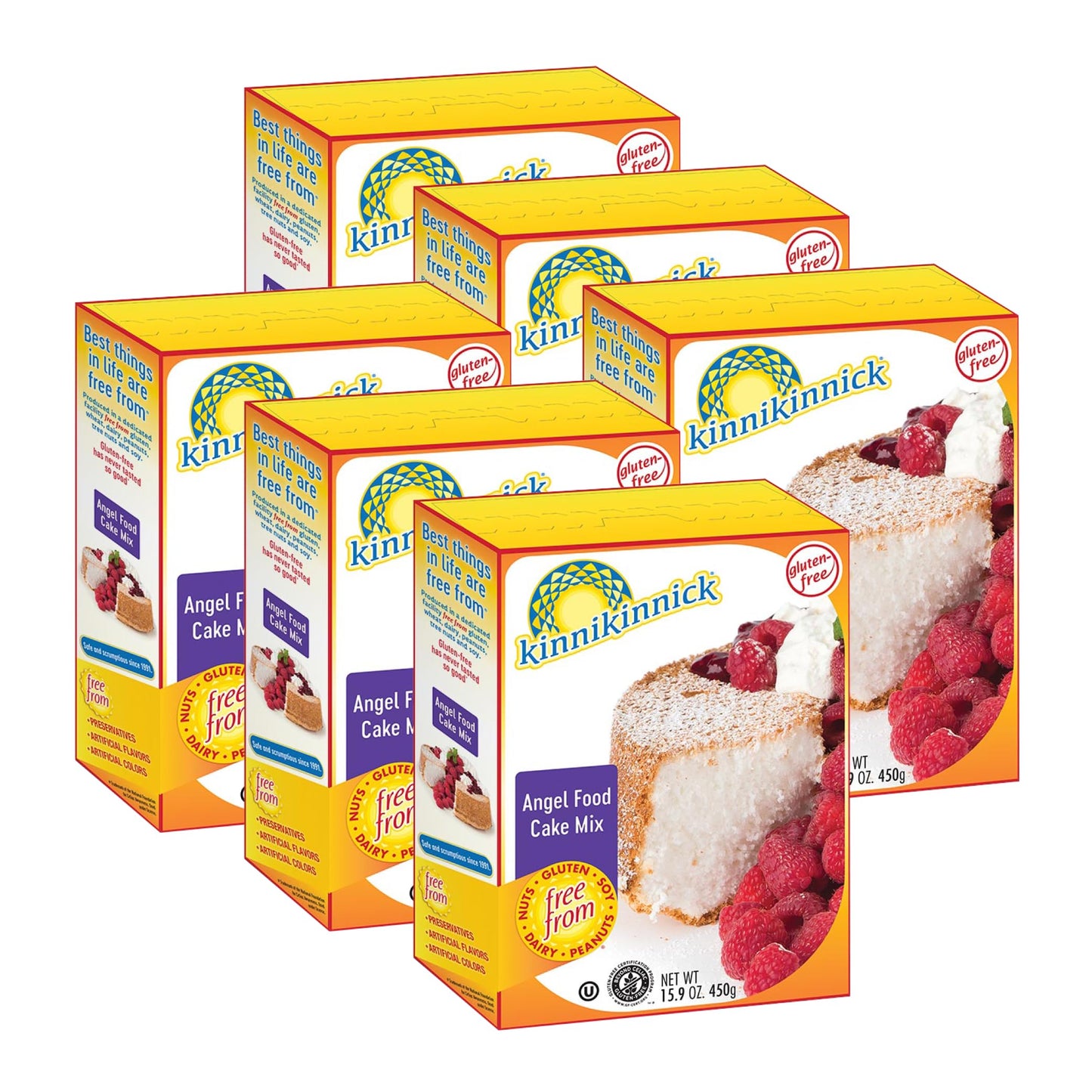 Kinnikinnick Angel Food Cake Mix, Gluten Free, Allergy Friendly, 15.9 oz Boxes, 6 Pack