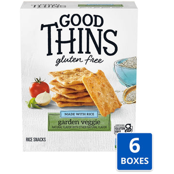 Good Thins Garden Veggie Rice Snacks Gluten Free Crackers, Bulk Snack Crackers, 6 - 3.5 oz Boxes