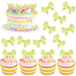 YCTHUNFISH 30 Pack Pink Bow Cupcake Toppers Decorations for Wedding, Bridal Shower, Birthday Party - Yellow