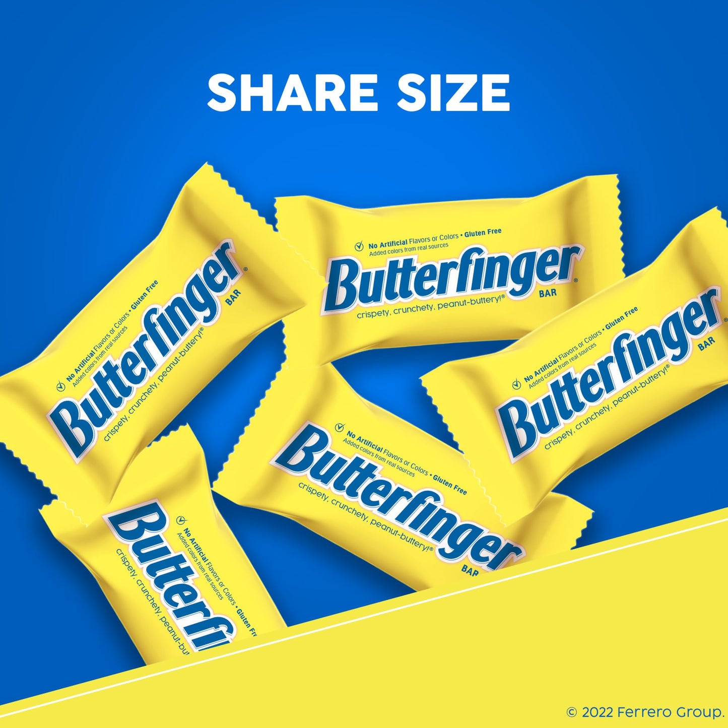 Butterfinger, Bulk 18 Count, Chocolatey, Peanut-Buttery, Share Size Individually Wrapped Candy Bars, Halloween Candy, 3.7 Oz Eac