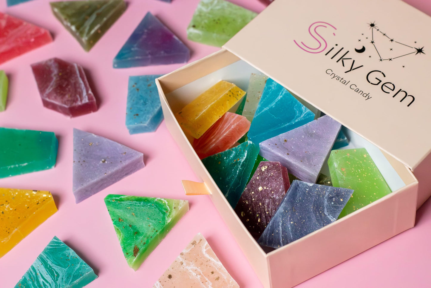 SILKY GEM - The Gemmies  Edible Crystal Candy  8-10 Small Clusters  Mixed Flavors  Sample Box  Kohakutou  Edible Gem  Vegan  Gluten Free  Christmas candy ASMR