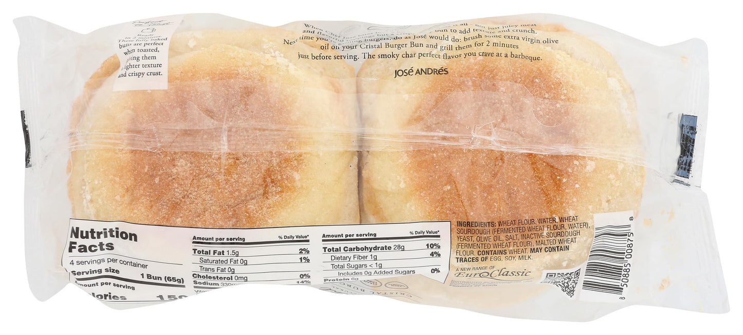 EURO CLASSIC IMPORTS Cristal Hamburger Bun 4 Count, 9.17 OZ