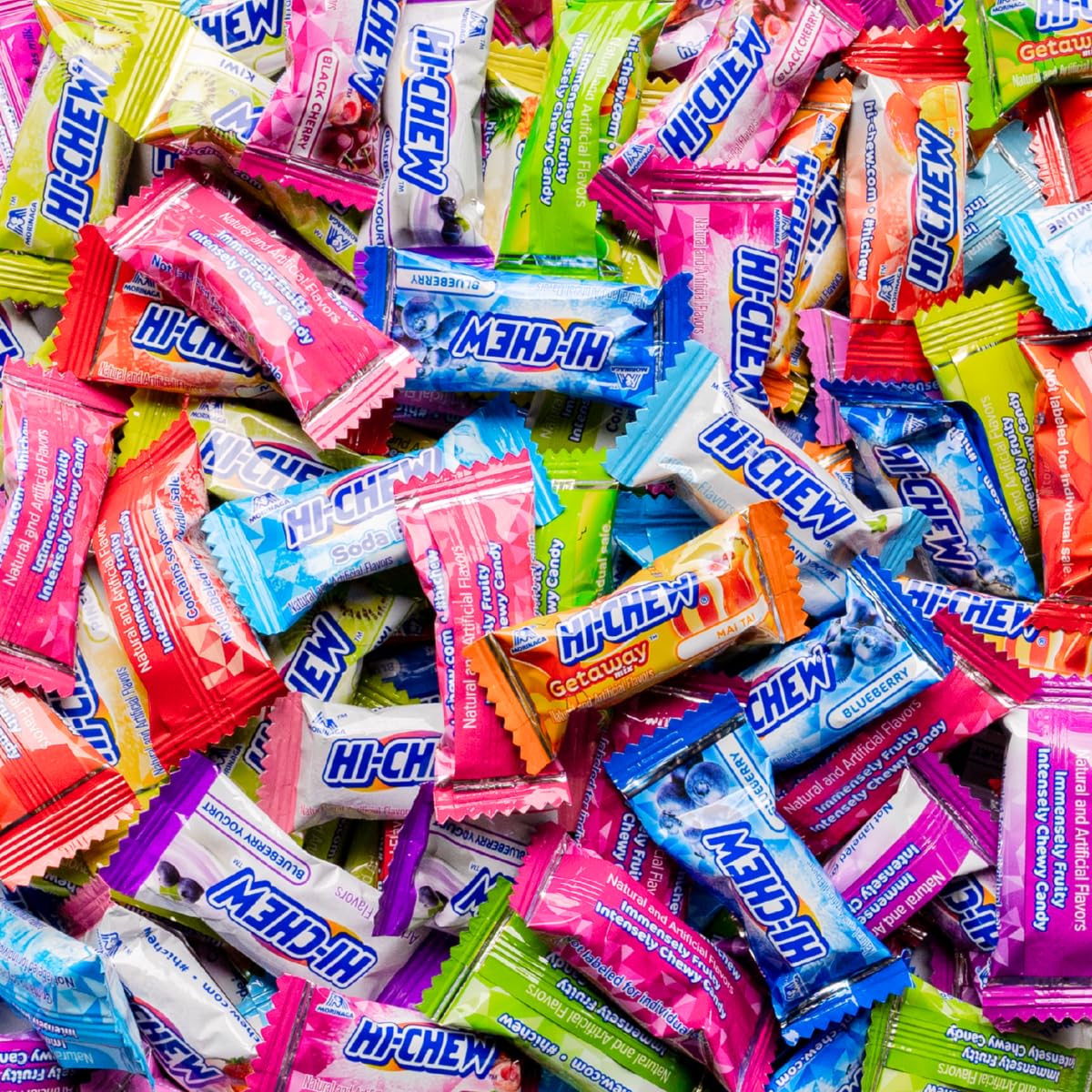 Hi Chew Japanese Fruit Candy - 25.4oz Bulk Variety Pack - 14 Flavors Chewy Taffy - College Care Package, Birthday Gift Box for K