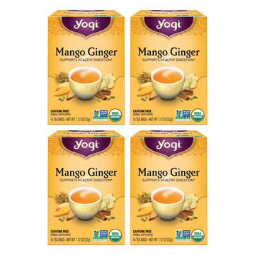 Yogi Tea Mango Ginger Tea - 16 Tea Bags Per Pack (4 Packs) - Organic Ginger Root Tea To Support Healthy Digestion - Contains Ant