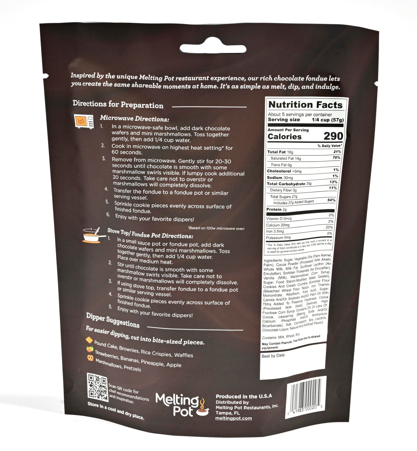 Melting Pot Chocolate Fondue; Mini Chocolate Wafers For Melting, Cookies & Cream Dark Chocolate Flavor, Pack Of 3, 9.75Oz Bags
