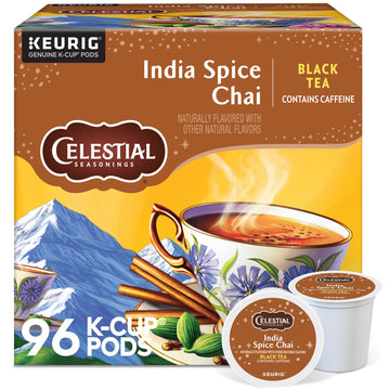 Celestial Seasonings India Spice Chai Black Tea, Single-Serve Keurig K-Cup Pods, 96 Count