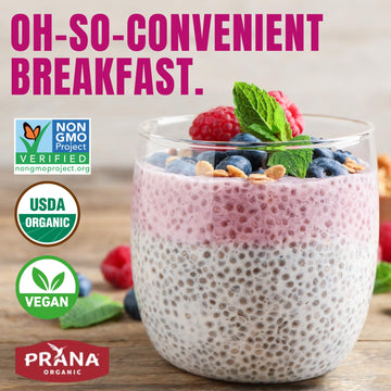 Prana Organic Overnight Chia With Oats Berry Fairy | Rich In Fiber & Protein, Vegan, Non-Gmo | Ready To Eat Breakfast - 28 Oz Ba