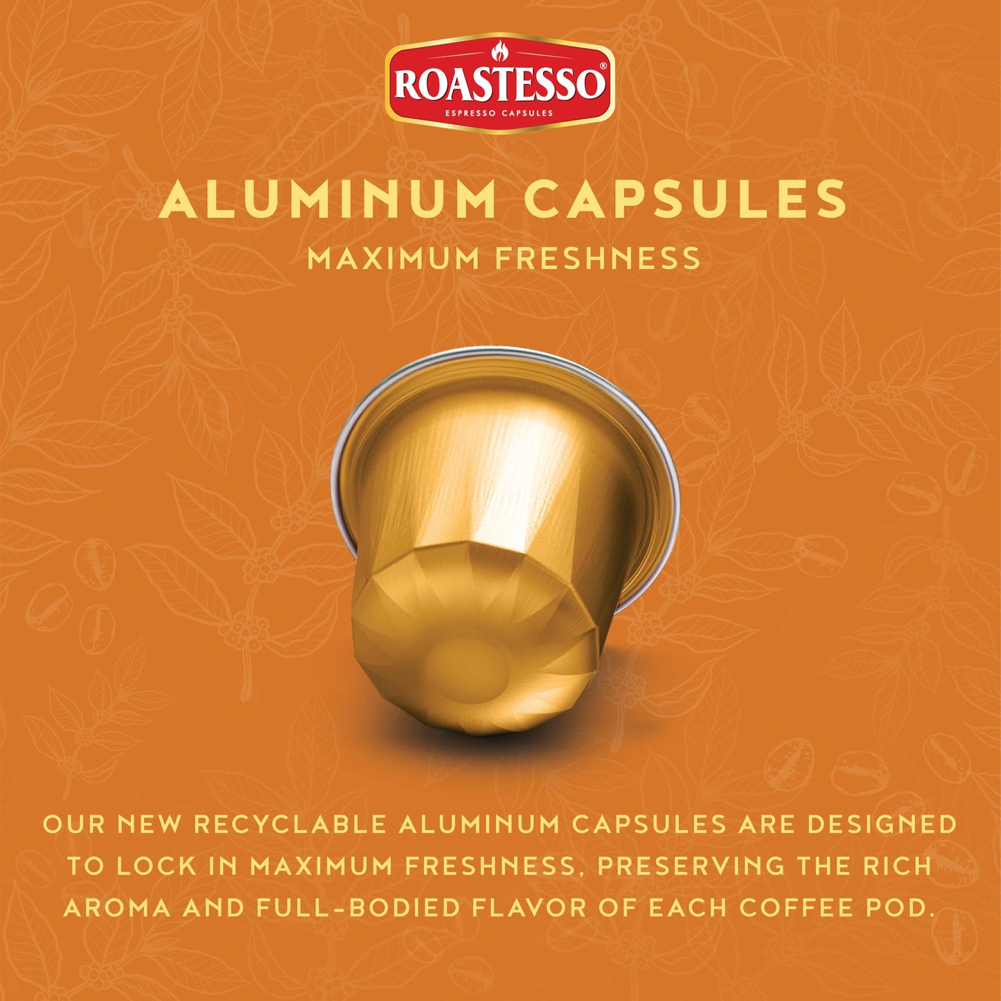 Roastesso Coffee Espresso Pods, Natural Caramel Flavor, Compatible with Nespresso Original Line, Medium Dark Roast, 40 Count