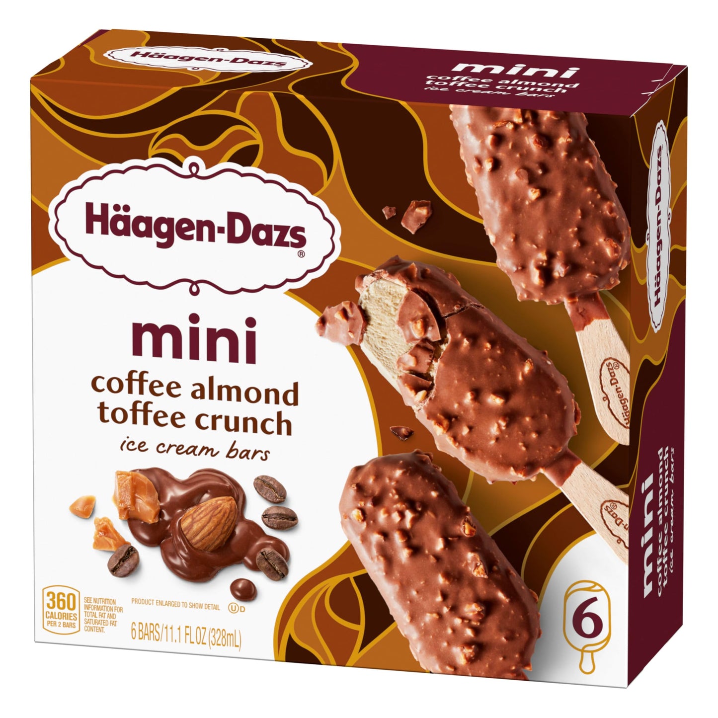 Haagen-Dazs Snack Size Ice Cream Bars,6 Count (Frozen), Coffee Almond Crunch,