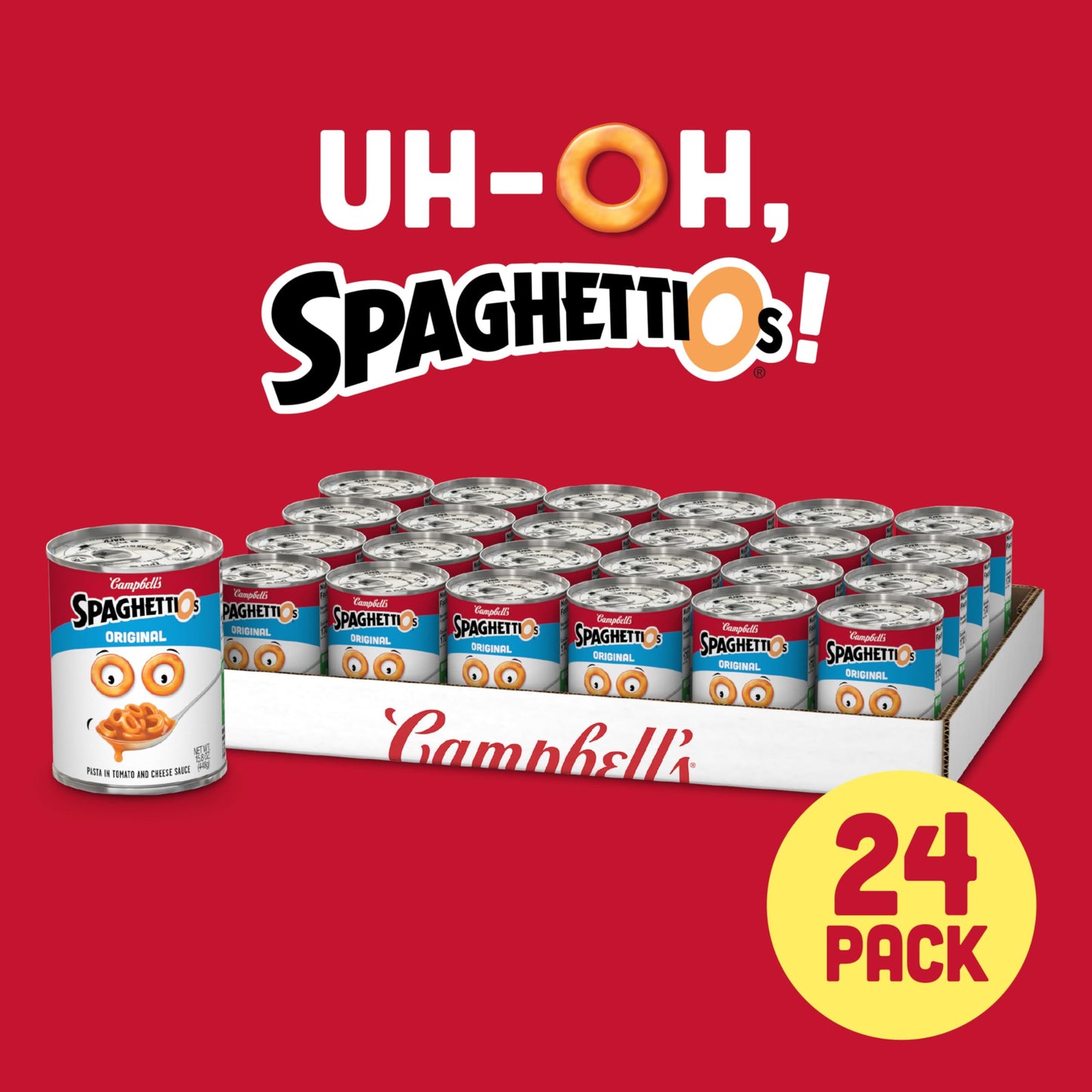 SpaghettiOs Original Canned Pasta, Healthy Snack, 15.8 OZ Can, Pack of 24