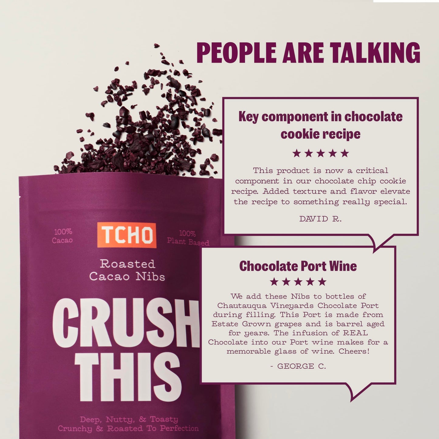 Tcho Cacao Nibs Organic Unsweetened (3 Pack) - Roasted, 100% Plant Based, Vegan Friendly, Non-Gmo, Single-Origin, Non-Dairy, Fai