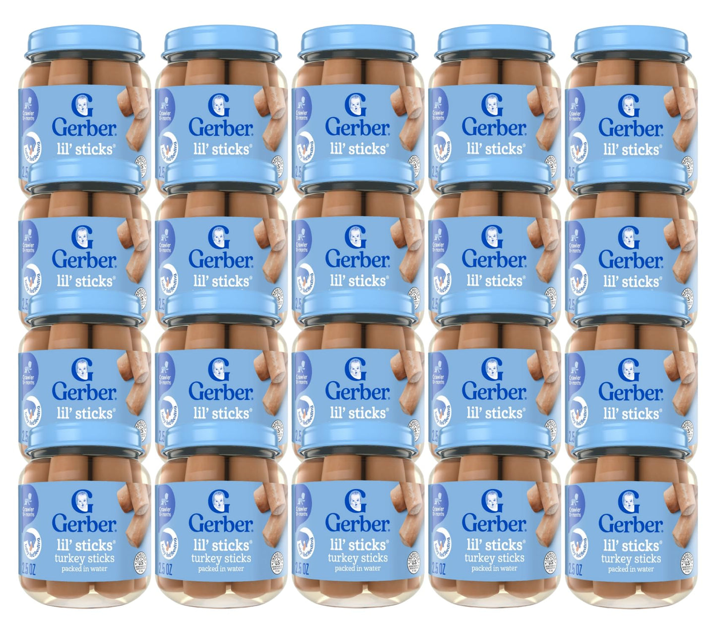 Gerber Mealtime For Baby Lil Stick Packed In Water, No Nitrates Or Nitrites Added, For Crawlers 10 Months & Up Turkey, 2.5 Ounce