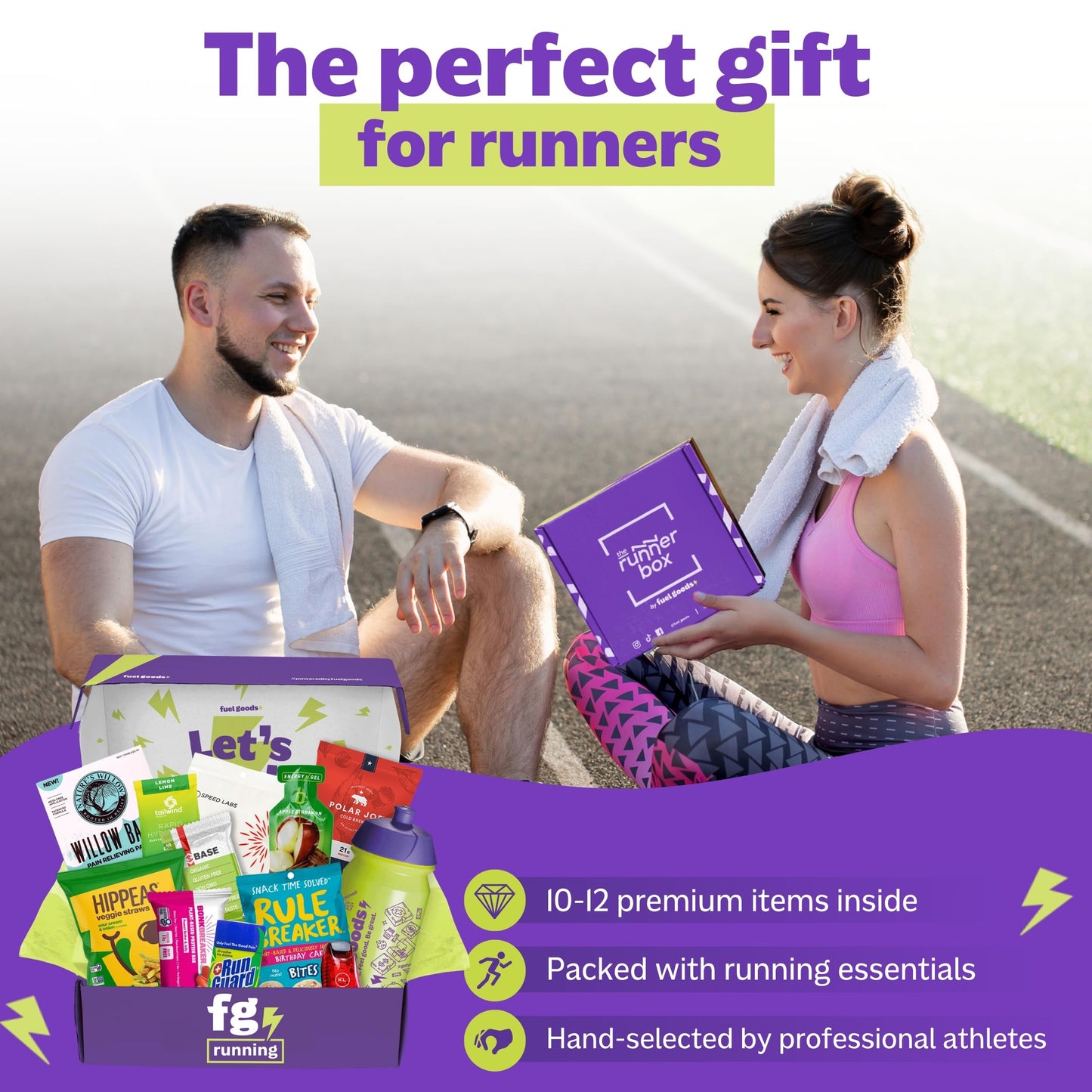 The RunnerBox by Fuel Goods - Best Running Gift Box for Women and Men  10-12 Runner Essentials for Training  Recovery  and Race Day; Marathon Gifts