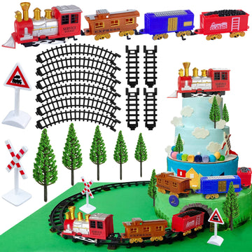 21Pcs Train Cake Decorations Train Cake Toppers Train Birthday Party Supplies Mini Train Toys Train Track Traffic For Birthday R