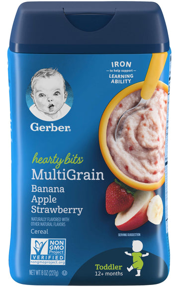 Gerber Baby Cereal Hearty Bits Multigrain Cereal Banana Apple Strawberry, 8 Ounce