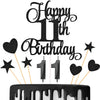 Lecferrarc 11th Birthday Cake Decorations, 11th Birthday Candles Cake Numeral Candles and Glitter Happy 11th Birthday Cake Toppe