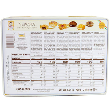 Italian Fine Pastry Cookies Assortment From Verona | 6 Different Filling - Hazelnut Chocolate Milk, Raspberry Cashews Almond, Co
