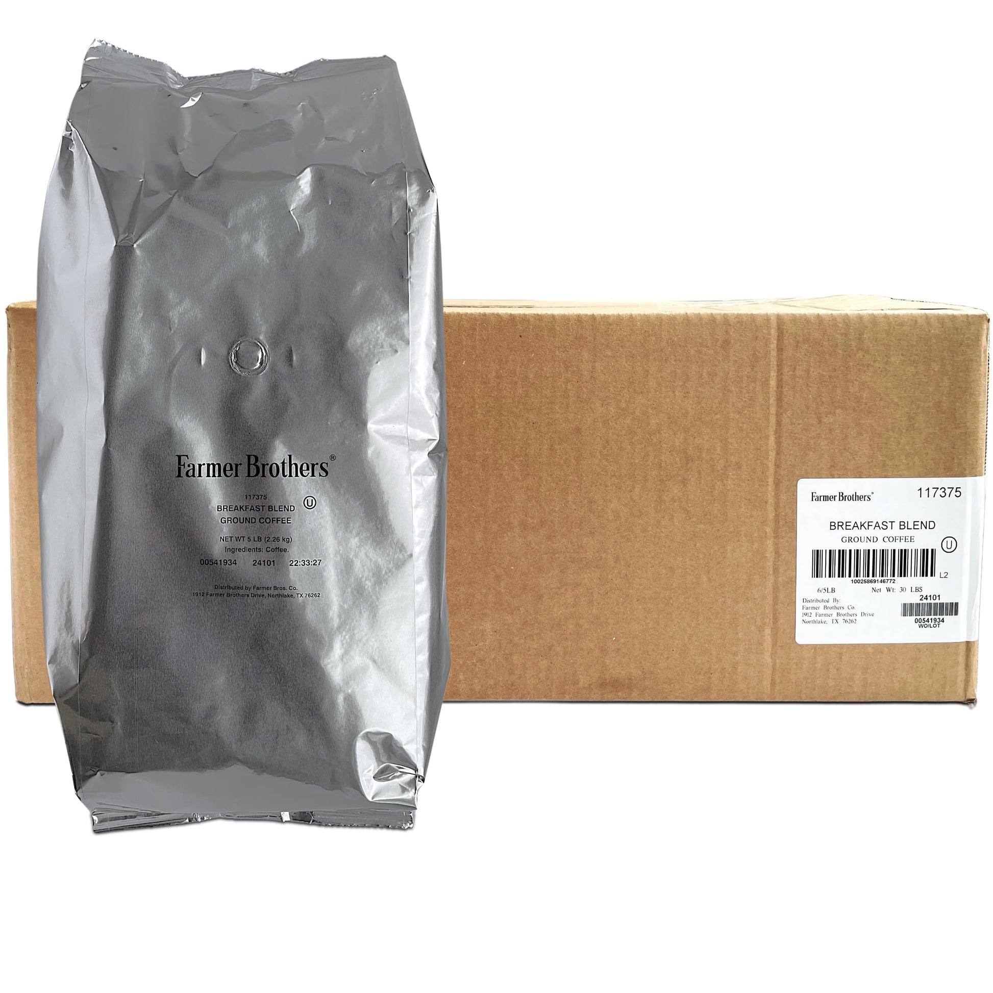 Farmer Brothers Coffee, Ground Coffee, 5LB, Replaces 1271 (Six Bags, Breakfast Blend)