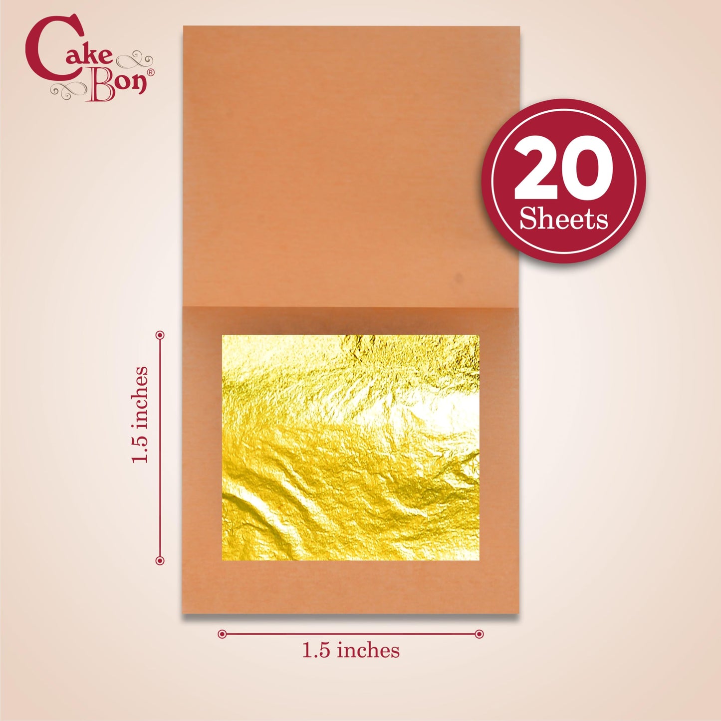 Edible Gold Leaf 24K By Cakebon - Cake Decorations, Loose Gold Leaf Sheets - 1.5 Inches, 20 Gold Foil Sheets