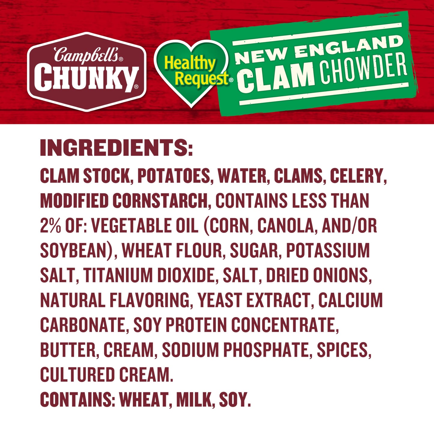 Campbells Chunky Soup, Healthy Request New England Clam Chowder, 18.8 Oz Can