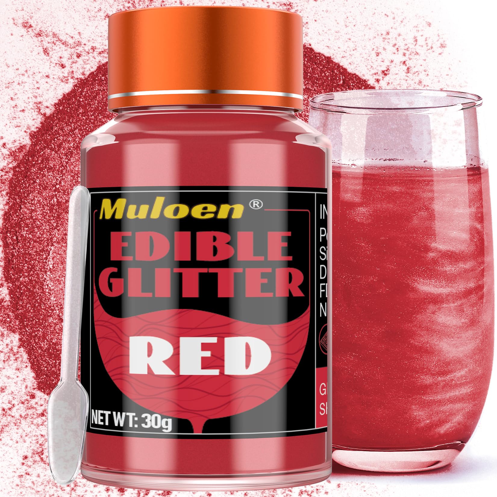 Red Edible Glitter - 30 Grams 100% Edible Glitter for Drinks, Cake Decorating Supplies, Cookie Decorating Supplies, Strawberries