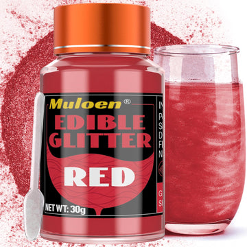 Red Edible Glitter - 30 Grams 100% Edible Glitter for Drinks, Cake Decorating Supplies, Cookie Decorating Supplies, Strawberries