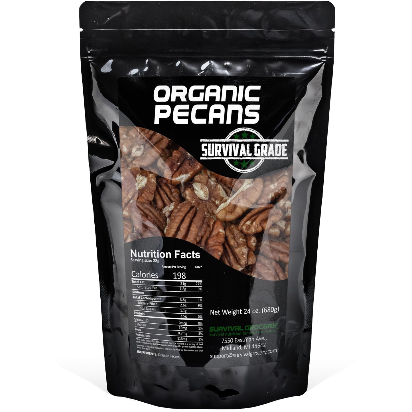 Survival Grocery - Organic Pecans (24 oz./1 Bag)