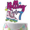 LINGBOOM Rolling into 7 Cake Topper - Roller Skate Design for 7th Birthday Party Decoration - Colorful Retro Theme for Girls