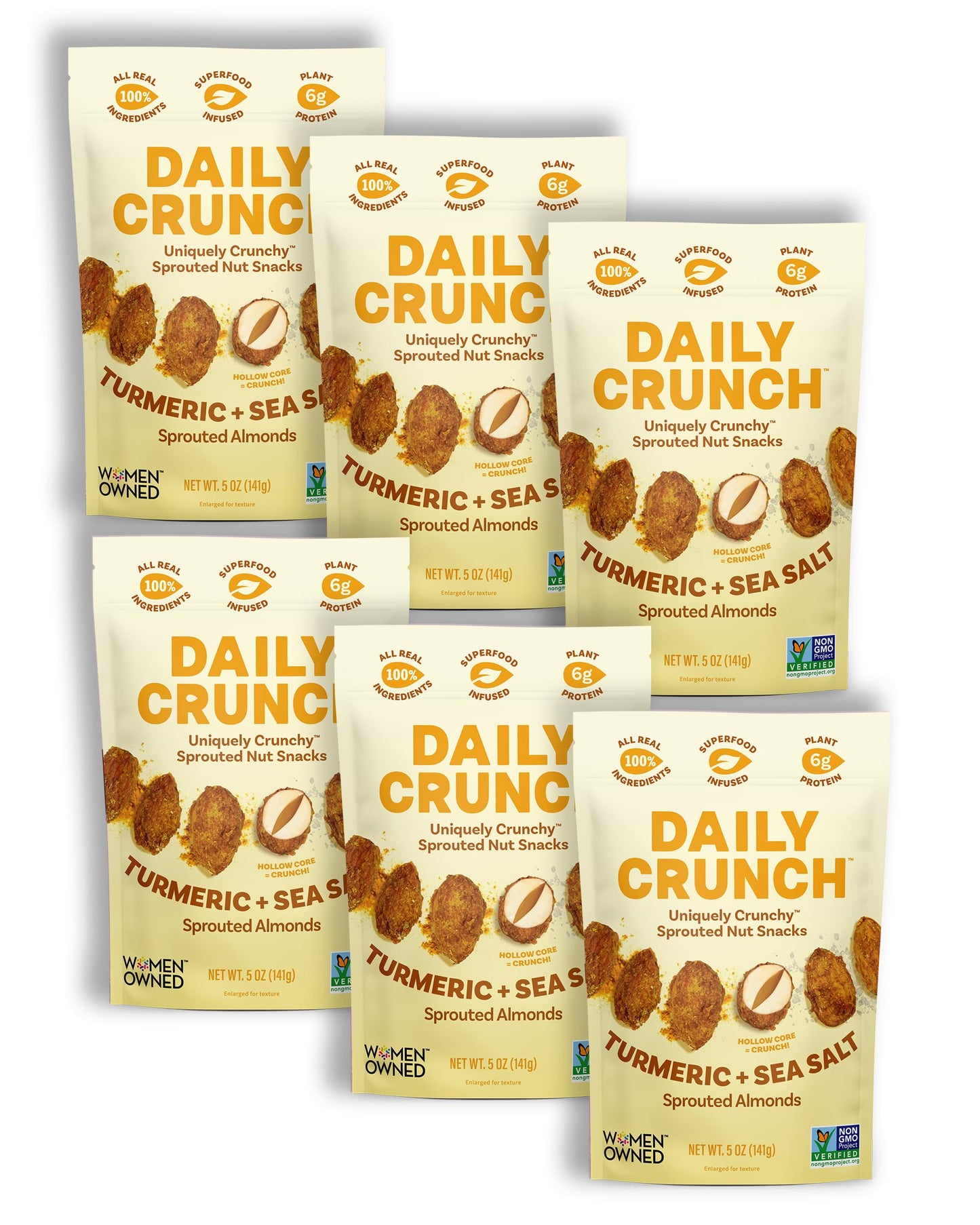 Golden Goodness Sprouted Almonds - Turmeric & Superfood Blend - Daily Crunch - Keto, Vegan, Paleo, Non-Gmo, Oil-Free, Salt Free