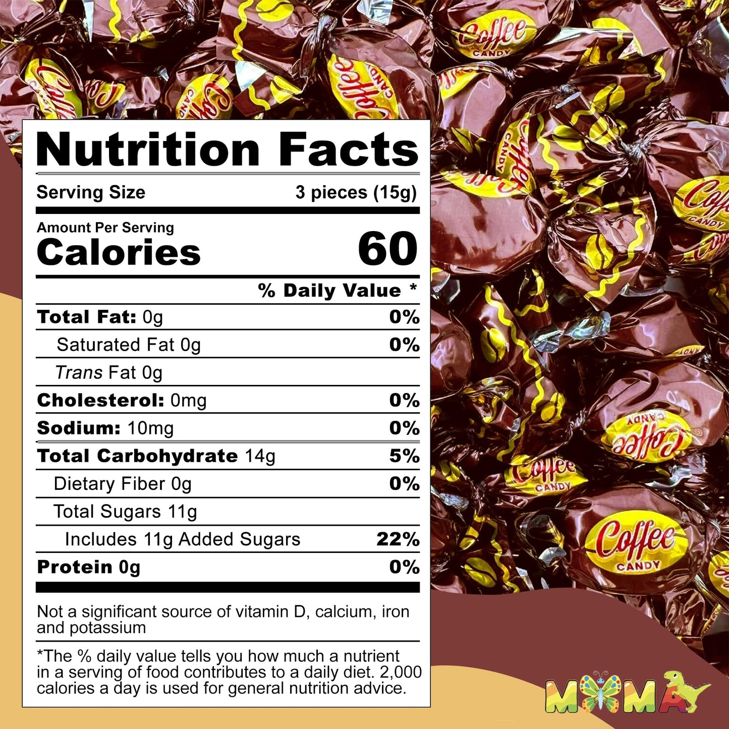 MIMA MIMA Coffee Hard Candy - Individually Wrapped - 16 Ounce Bulk Bag