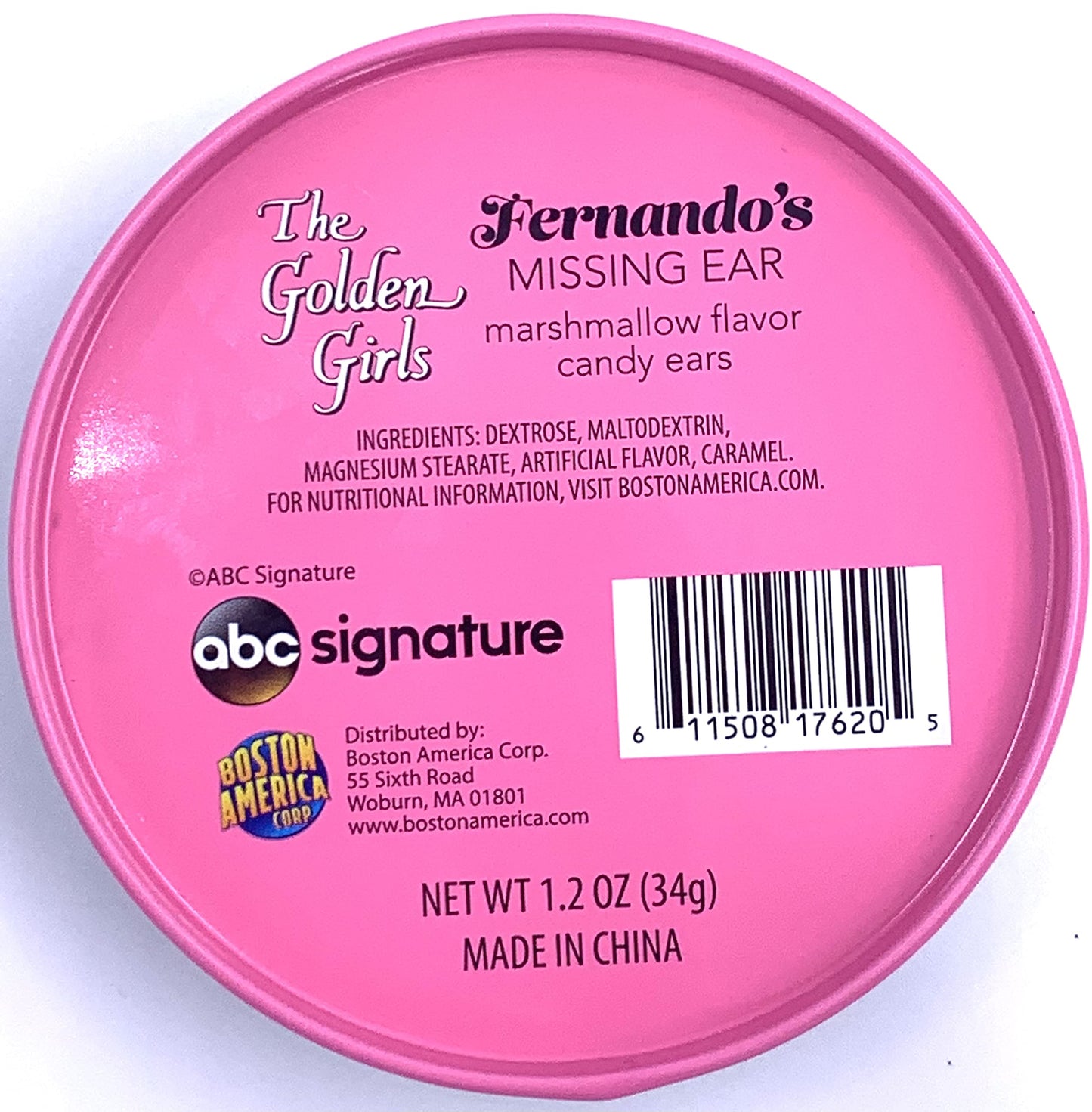 Abc Signature The Golden Girls Marshmallow Flavored Candy - One (1) Fernandos Missing Ear Collectible Tin Bear Shapped Candies S
