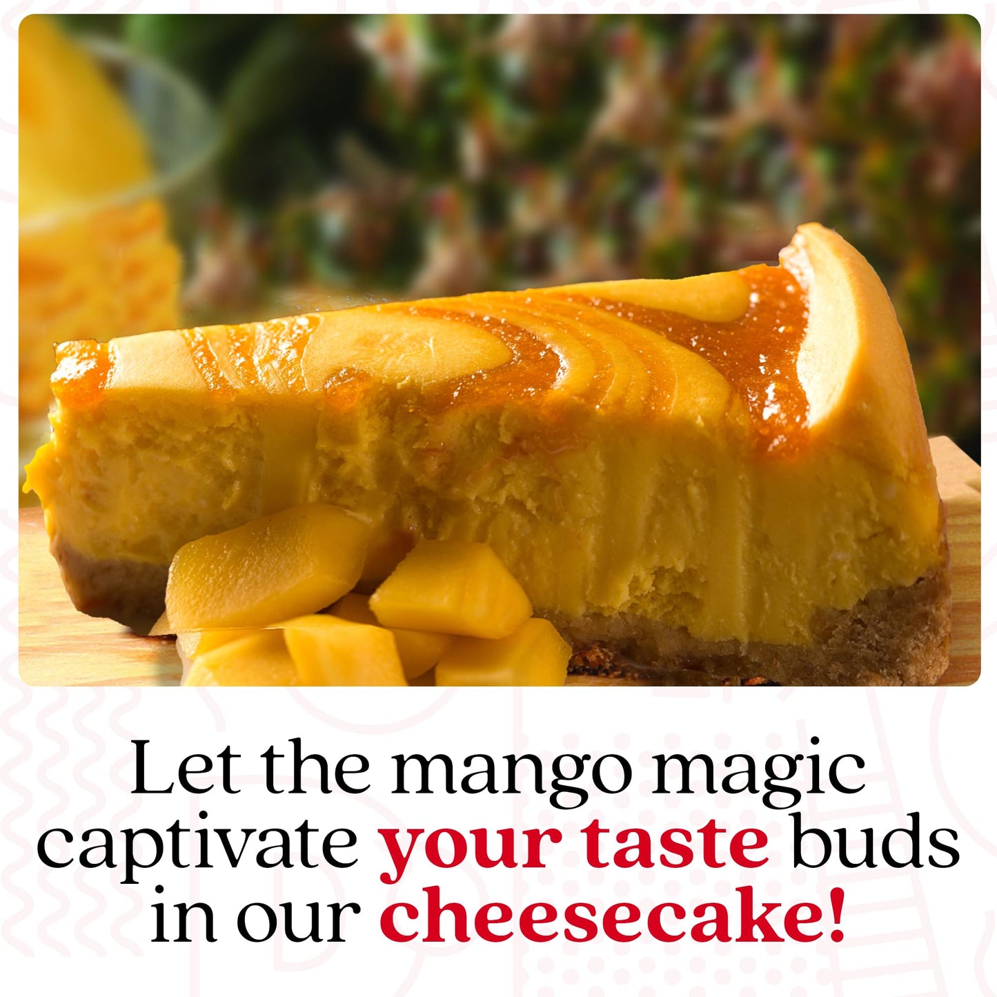 Davids Cookies Mango Cheesecake - 10 Pre-sliced Dessert, 14 pcs, Great Gift Idea for All Ages, Model BS683