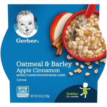Gerber Breakfast Buddies Toddler Cereal, Oatmeal & Barley Apple Cinnamon Cereal, Non-Gmo Whole Grain Oats & Real Fruit, Made For