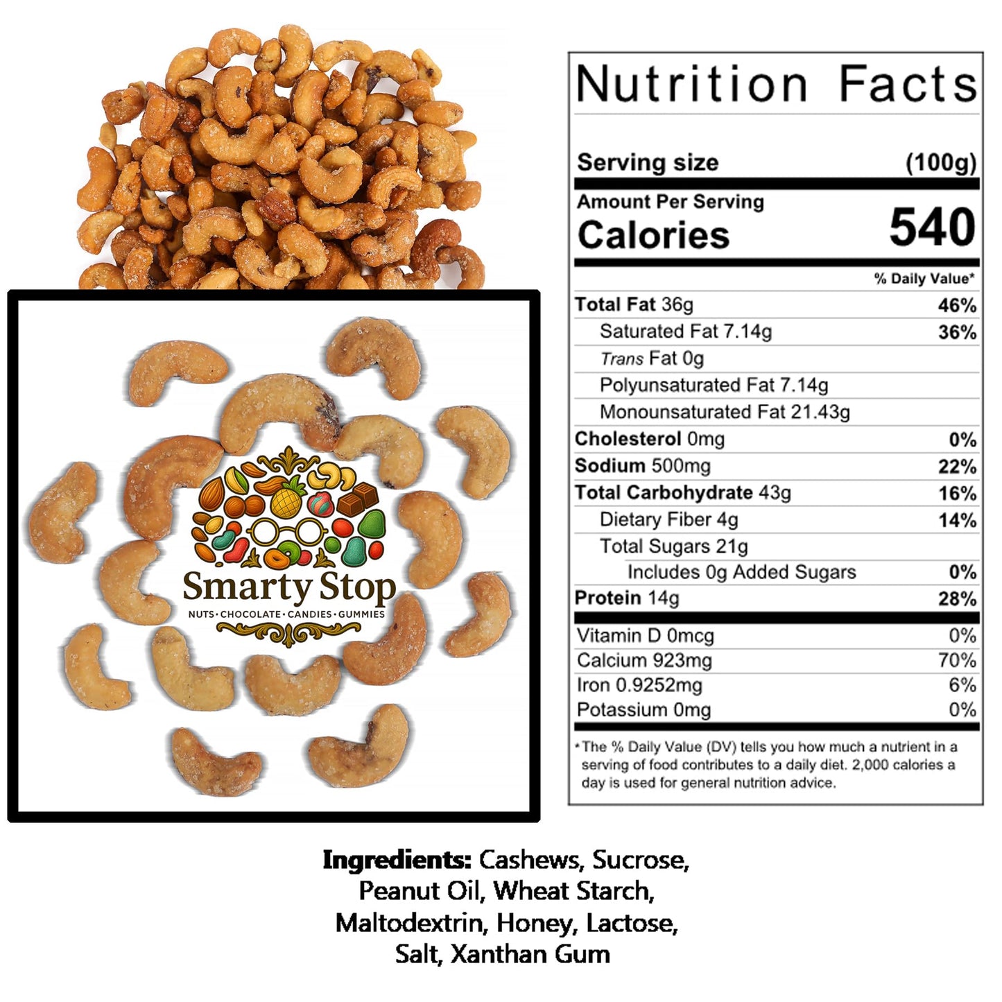 Smarty Stop Cashew (Honey Roasted Cashews, 3 Pound (Pack of 1))