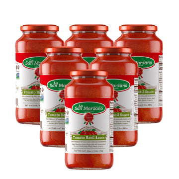 La San Marzano Tomato Basil Sauce, All Natural, Non-GMO, Vegan, Gluten Free, 24 oz (Pack of 6)