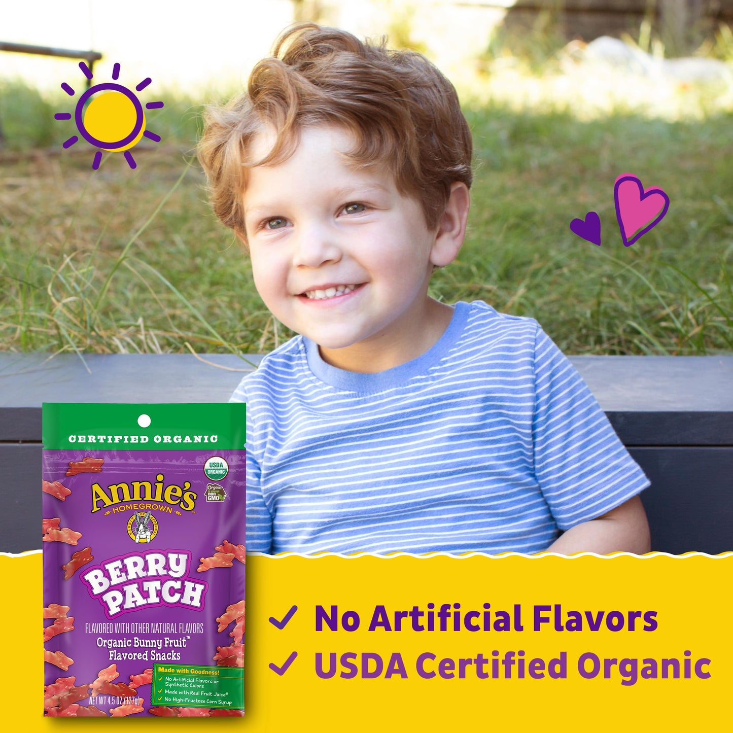 Annie'S Organic Berry Patch Bunny Fruit-Flavored Snacks, Gluten Free, Resealable Pouch, 4.5 Oz (Pack Of 8)